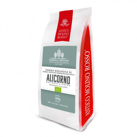 Farina Biologica di Farro Alicorno Monococco Semintegrale Tipo 2 MACINATA A PIETRA 500 g - Antico Molino Rosso